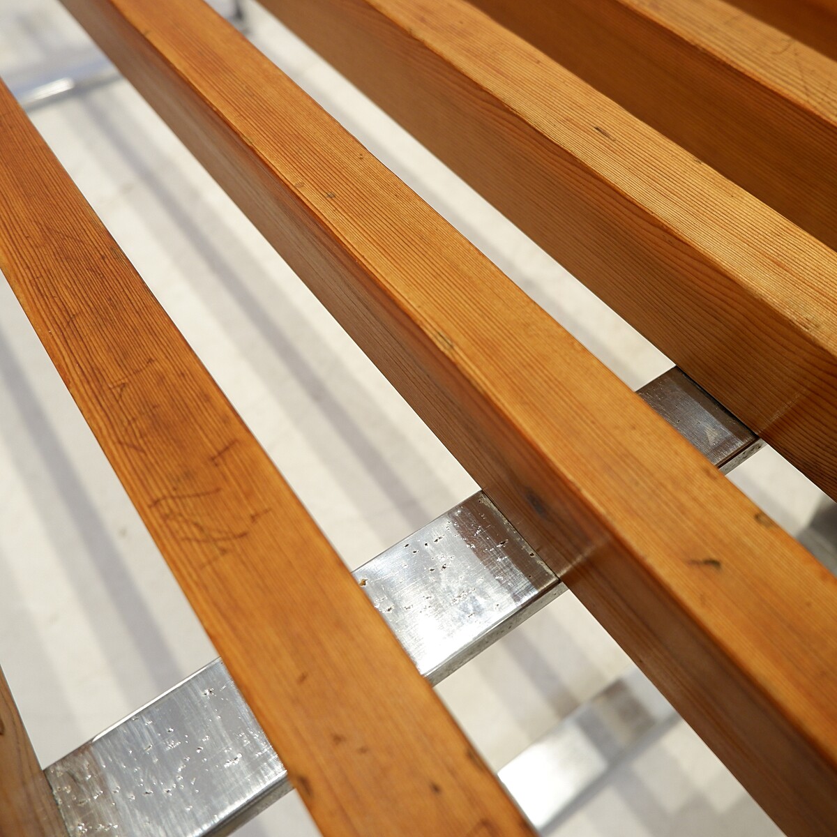 Slatted bench on chrome metal legs, 1960s