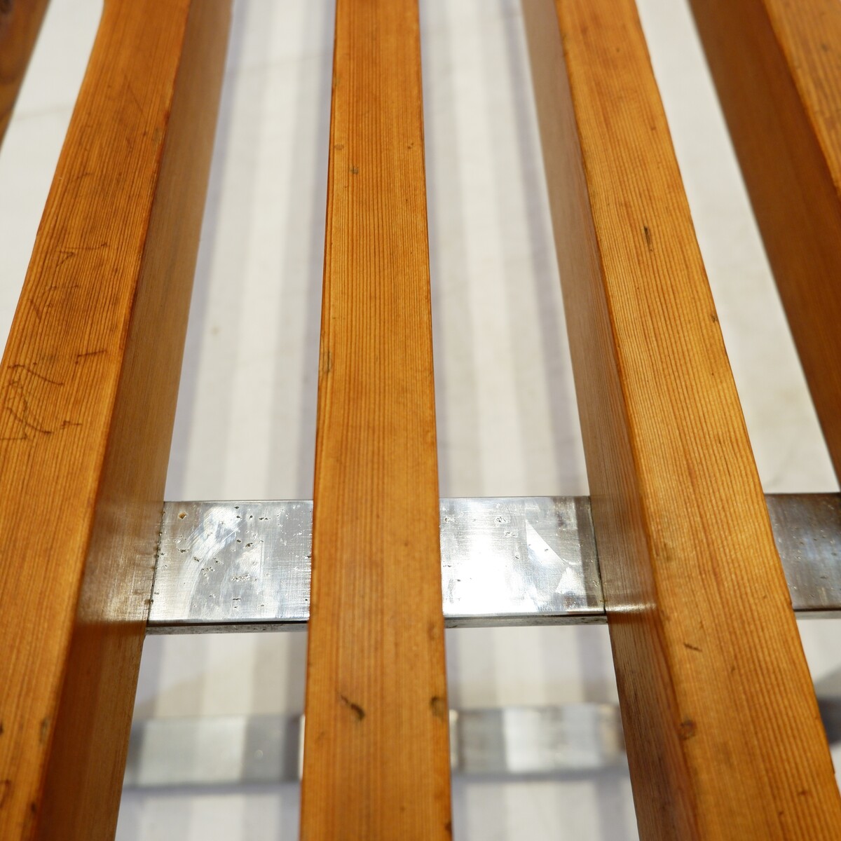 Slatted bench on chrome metal legs, 1960s