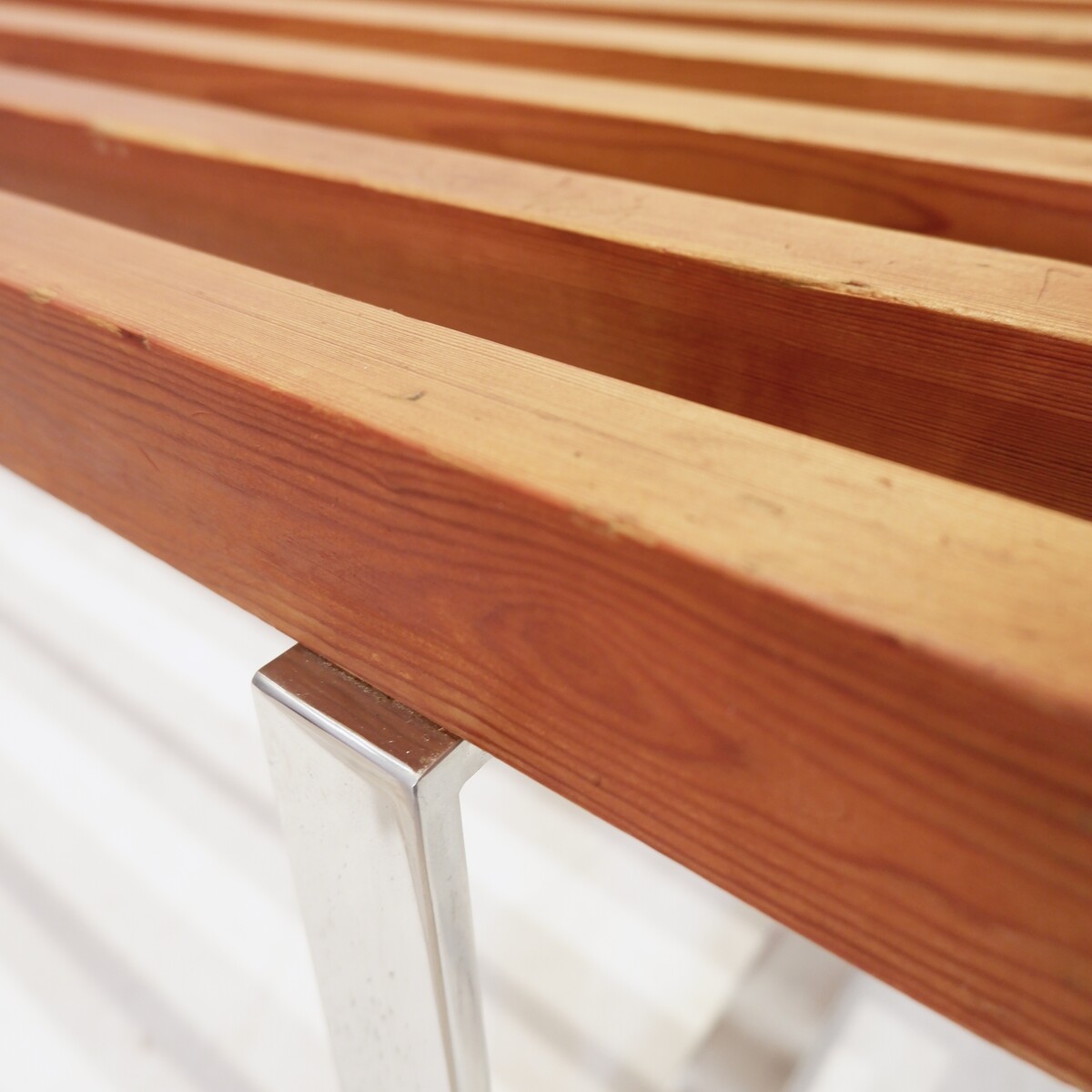 Slatted bench on chrome metal legs, 1960s