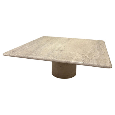 Square Travertine Coffee Table by Angelo Mangiarotti for Up & Up, Italy 1970's