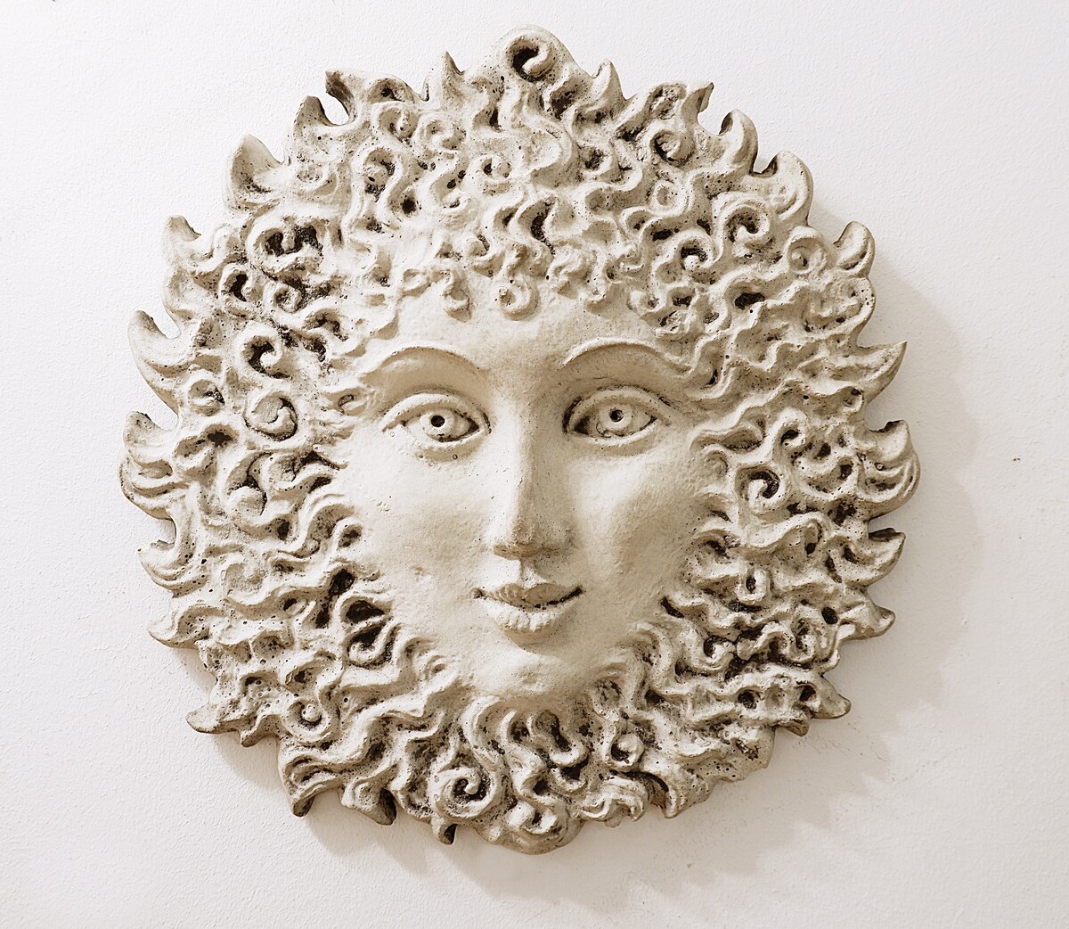 Sun Face wall Sculpture Cast Stone Indoor Outdoor 