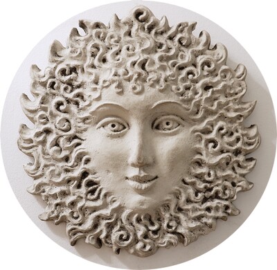 Sun Face wall Sculpture Cast Stone Indoor Outdoor 