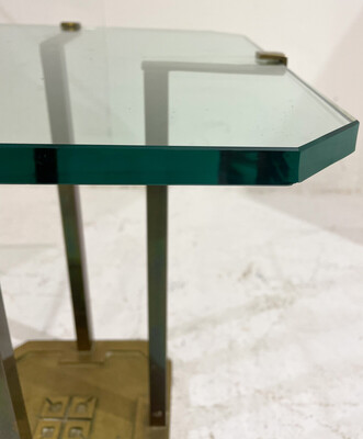 T18 Side Table by Peter Ghyczy, Brass and Glass, 1970s