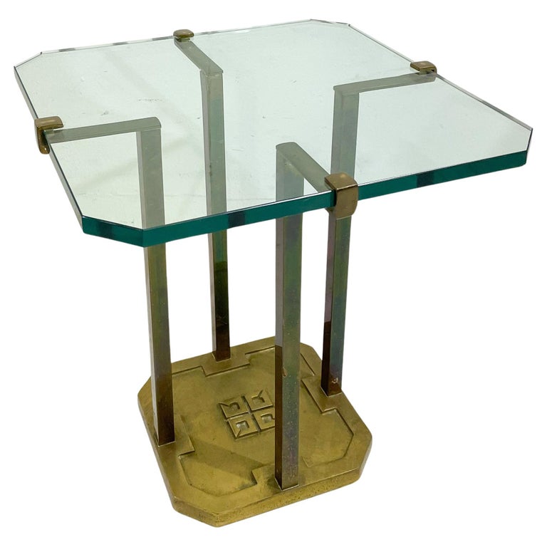 T18 Side Table by Peter Ghyczy, Brass and Glass, 1970s