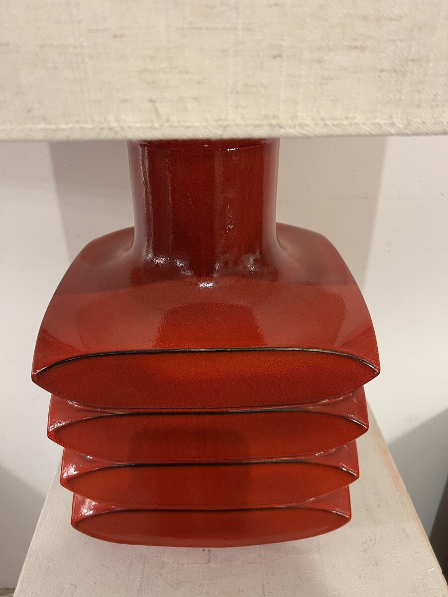Table Lamp by Cari Zalloni, Red Ceramic, Germany, 1970s