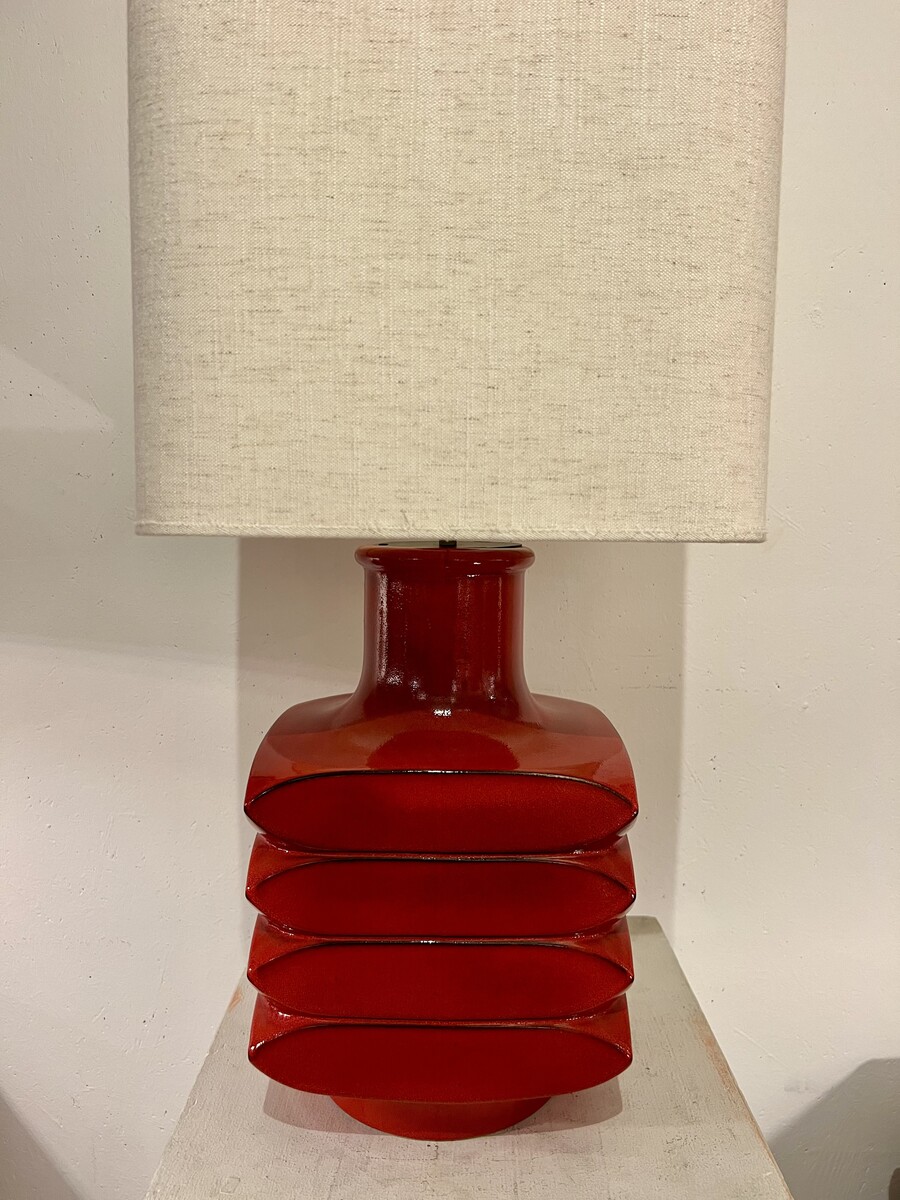 Table Lamp by Cari Zalloni, Red Ceramic, Germany, 1970s