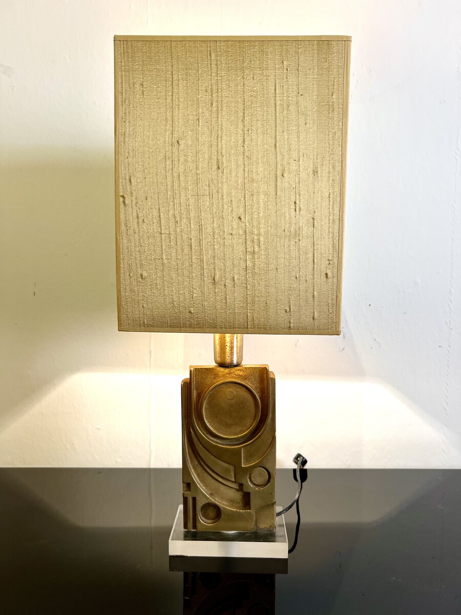 Table Lamp By Giuseppe Calonaci, Plexiglass & Brass, Signed, N178/300