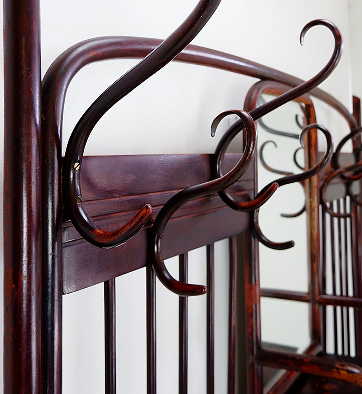 Thonet Art Nouveau Wall Mounted Coat Rack, Vienna, circa 1900