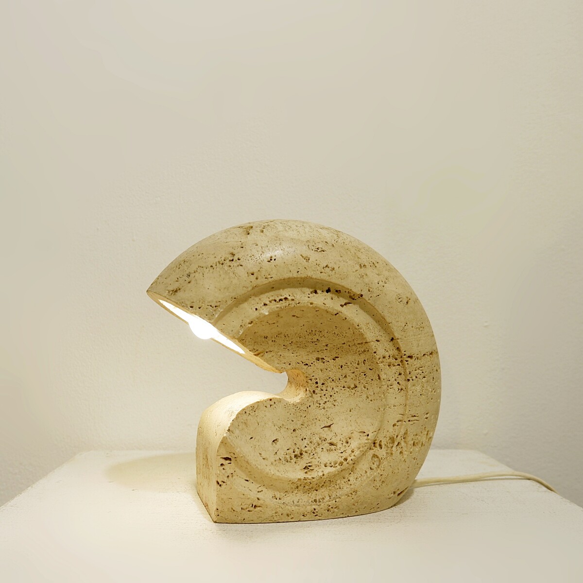 Travertine Table Lamp By Giuliano Cesari, Sormani