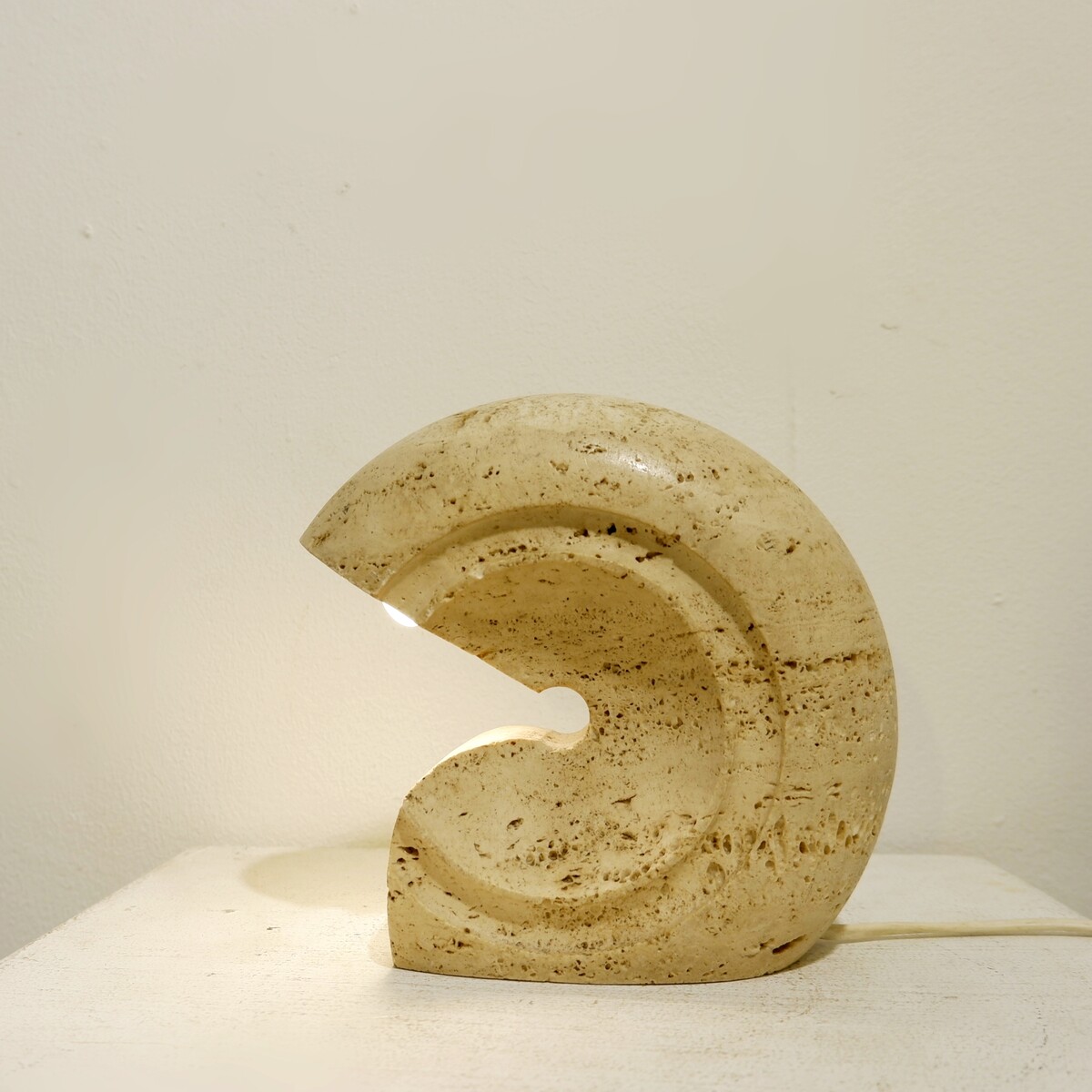 Travertine Table Lamp By Giuliano Cesari, Sormani