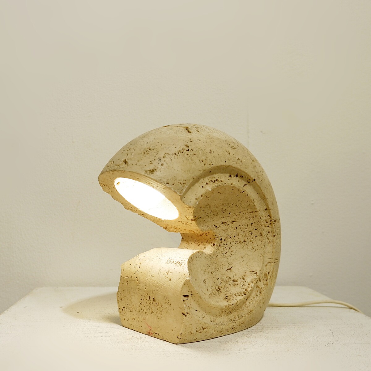 Travertine Table Lamp By Giuliano Cesari, Sormani