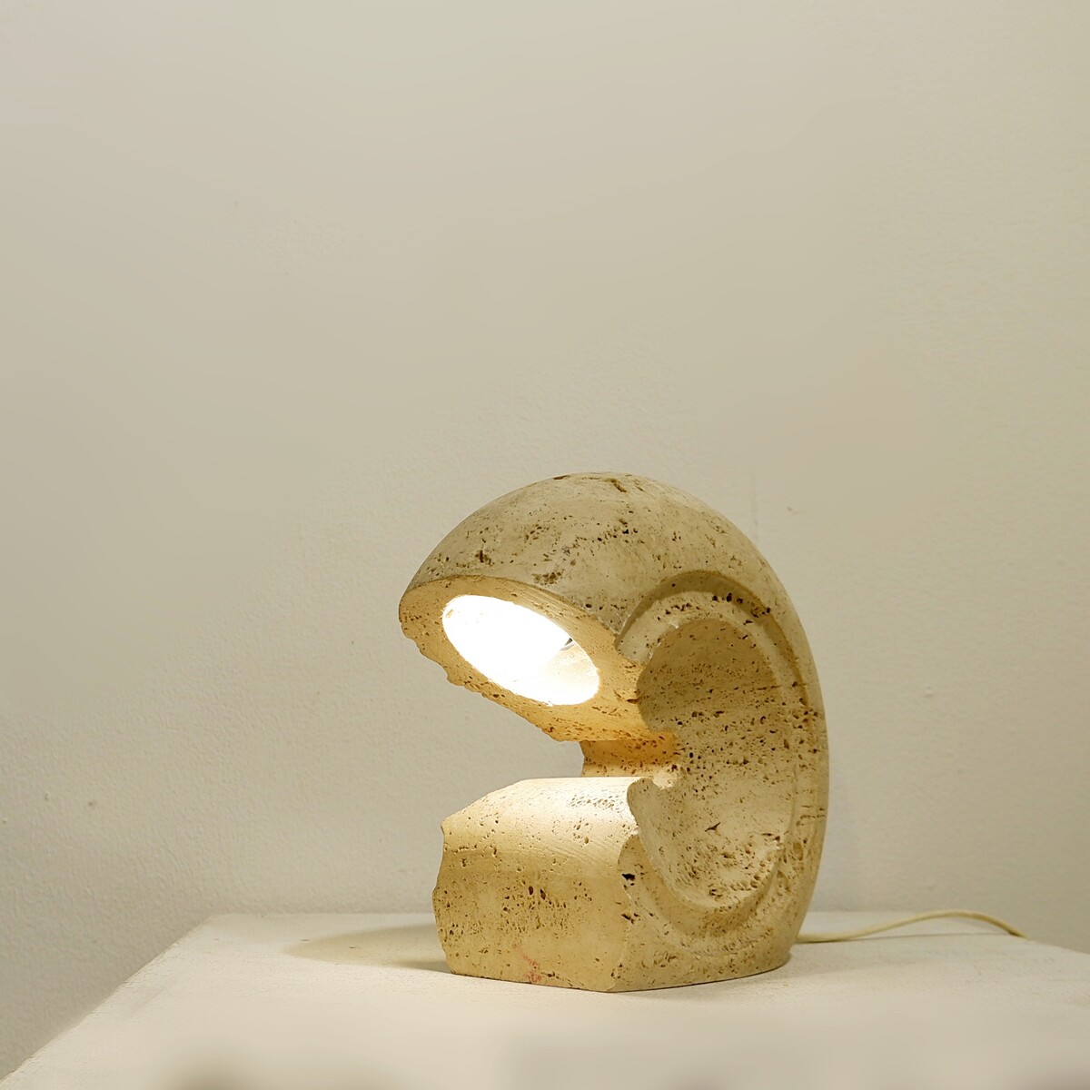 Travertine Table Lamp By Giuliano Cesari, Sormani