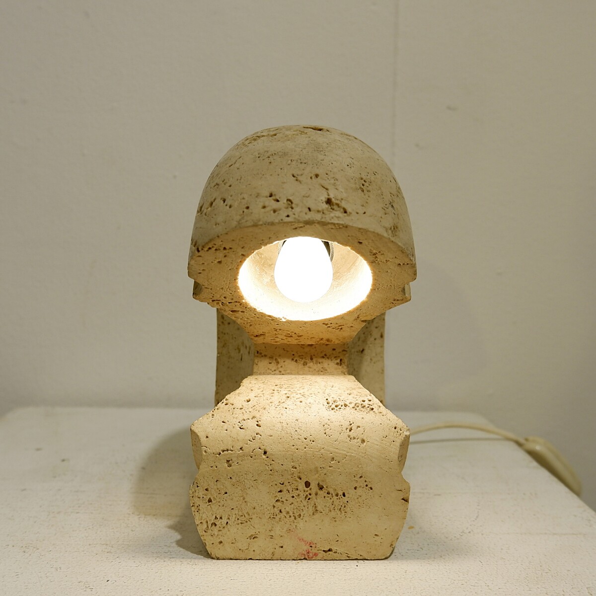 Travertine Table Lamp By Giuliano Cesari, Sormani