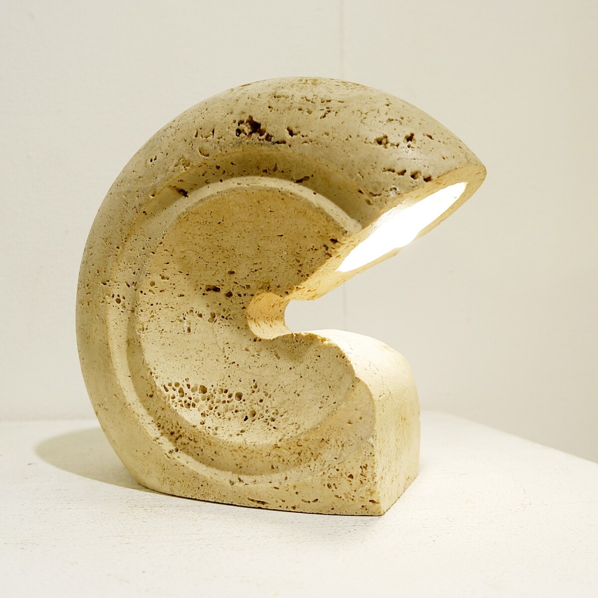 Travertine Table Lamp By Giuliano Cesari, Sormani