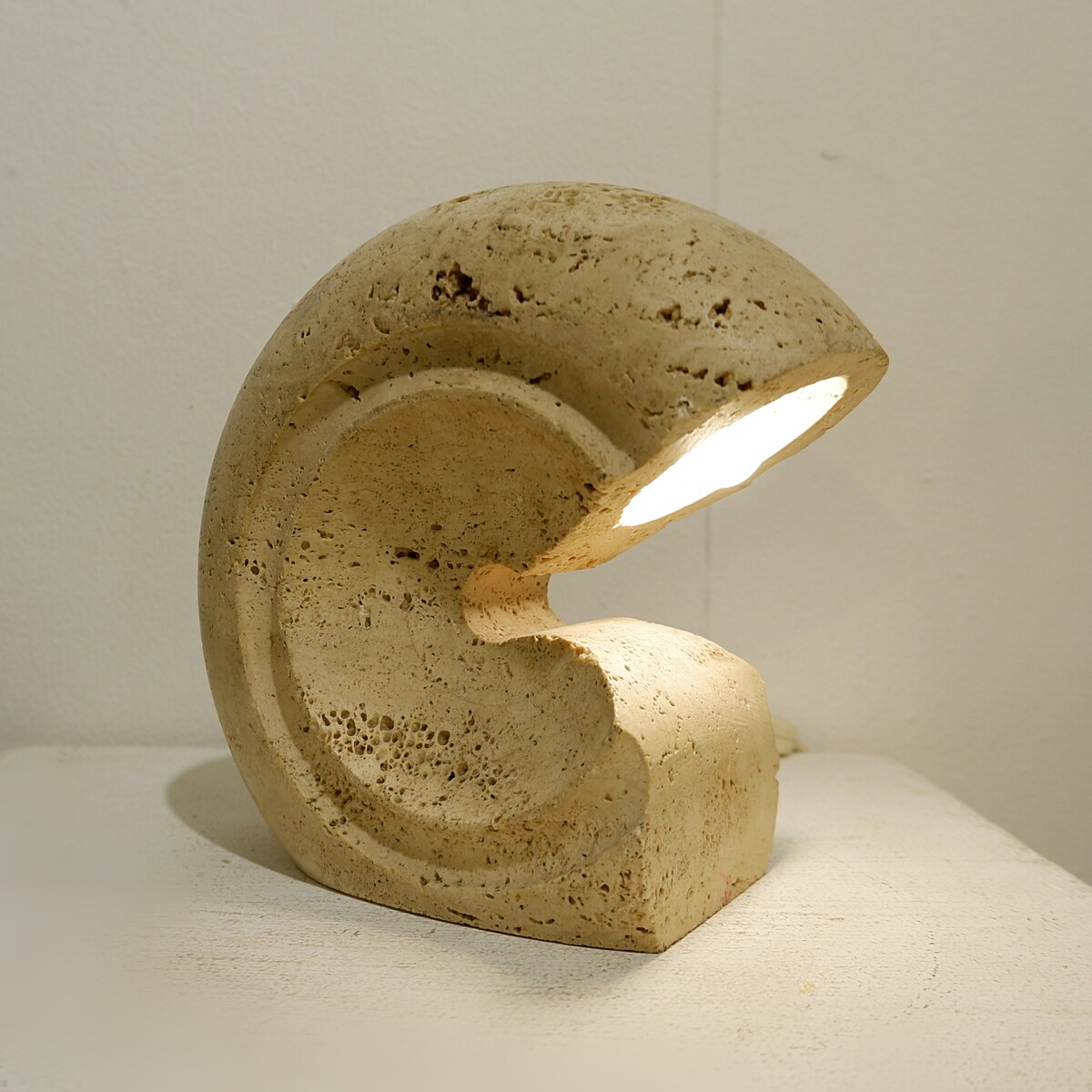 Travertine Table Lamp By Giuliano Cesari, Sormani