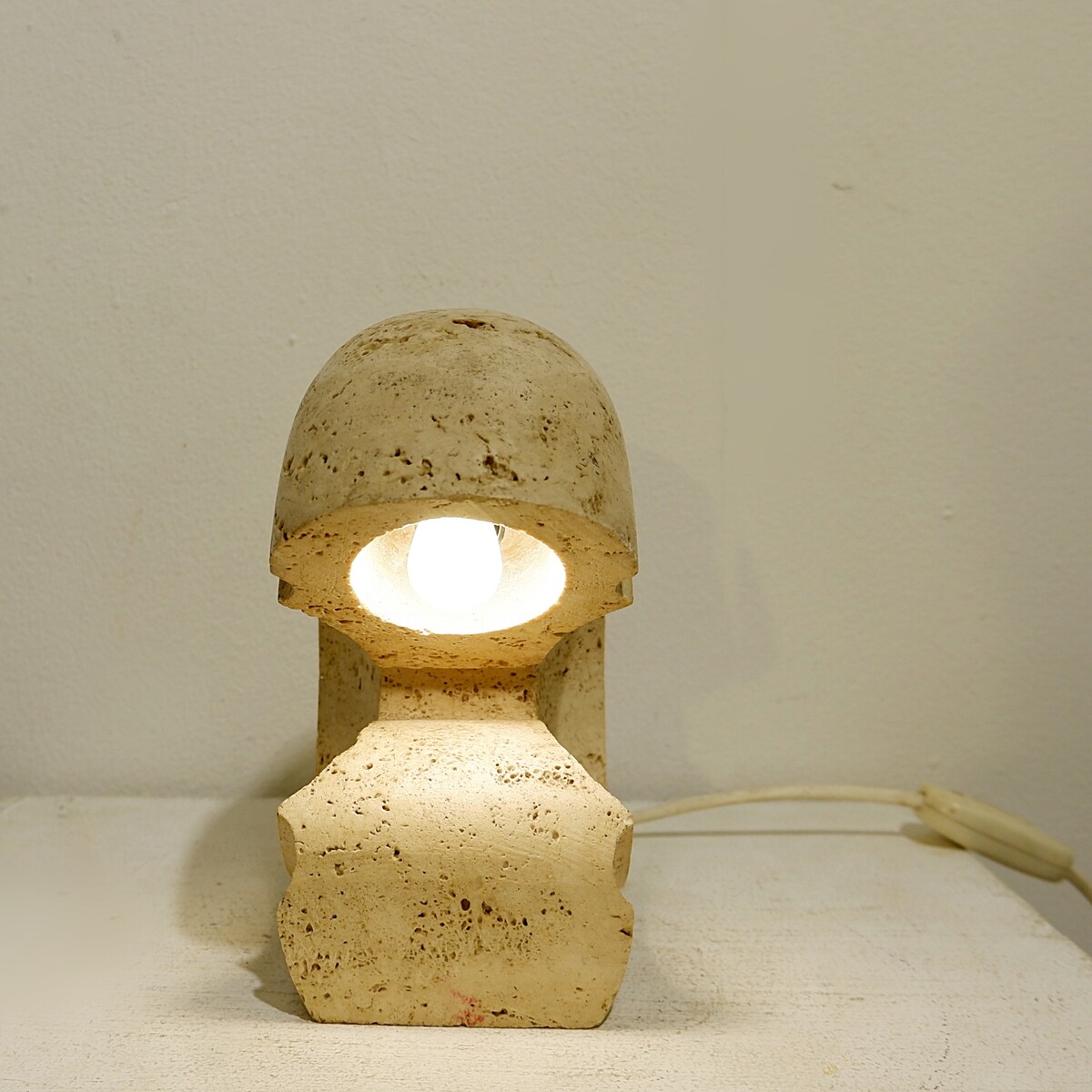 Travertine Table Lamp By Giuliano Cesari, Sormani