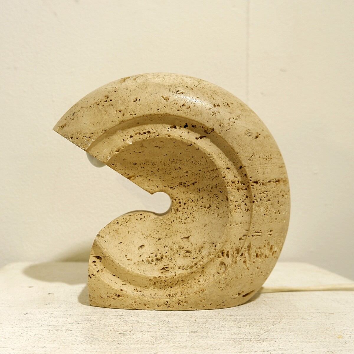 Travertine Table Lamp By Giuliano Cesari, Sormani