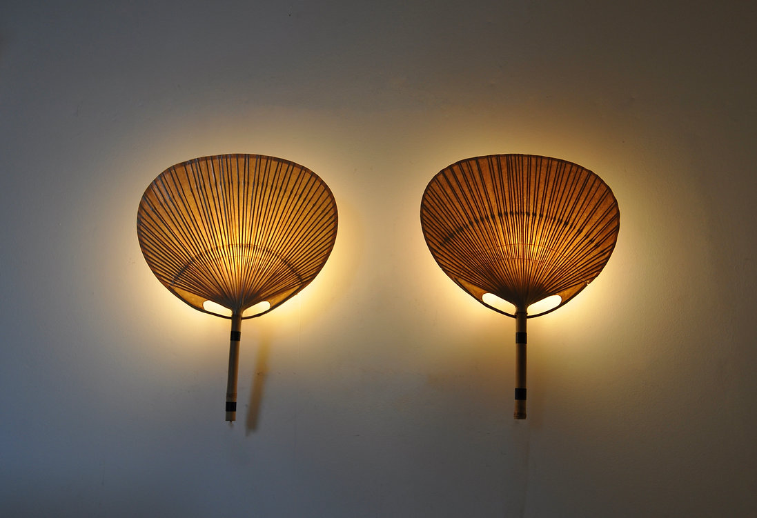 Uchiwa wall lamps by Ingo Maurer for M design, 1970's, set of 2