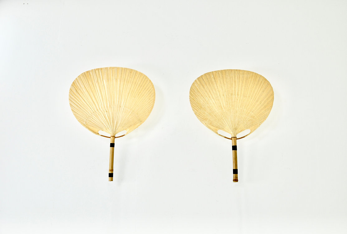 Uchiwa wall lamps by Ingo Maurer for M design, 1970's, set of 2