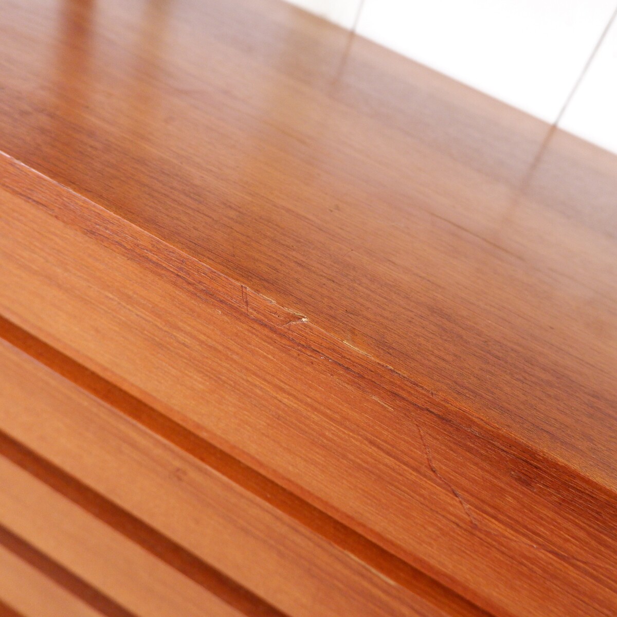 Vintage ceiling to floor bookcase in laminate teak and metal, 1960s