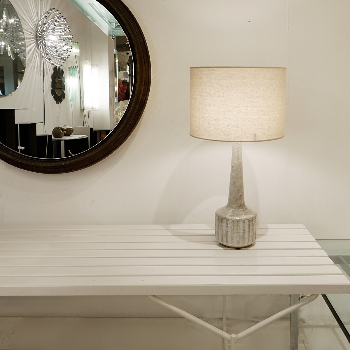 Vintage ceramic table lamp by Linnemann-Schmidt, model DL35 for Palshus