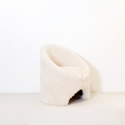 Vintage Cozy round armchair - new faux sheepskin upholstery