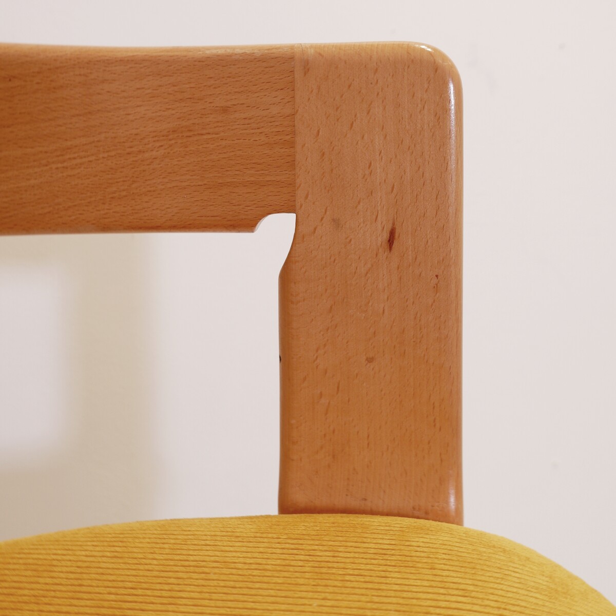 Vintage curved solid wood side chair - New yellow corduroy upholstery