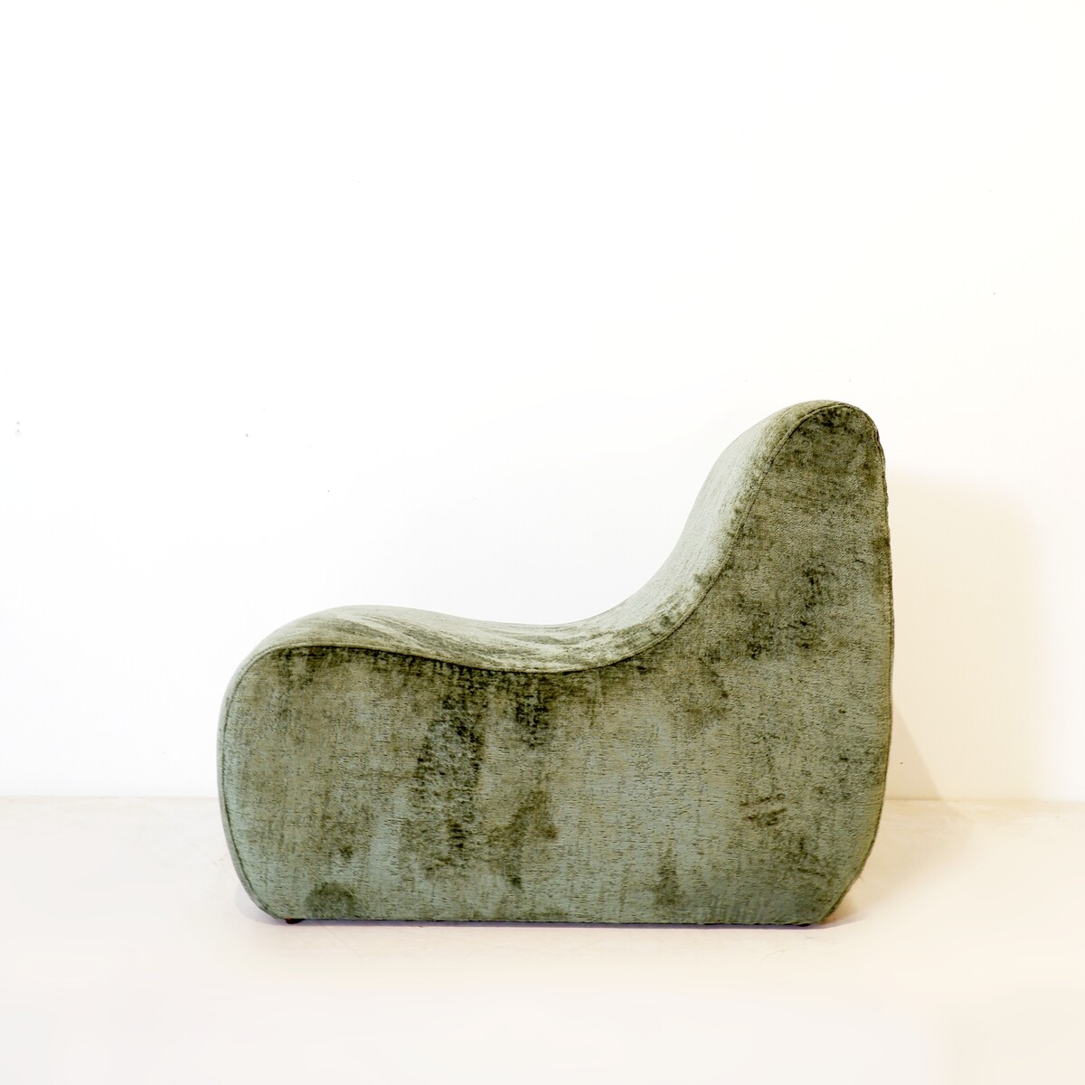 Vintage fireside chair - new textured green velvet upholstery