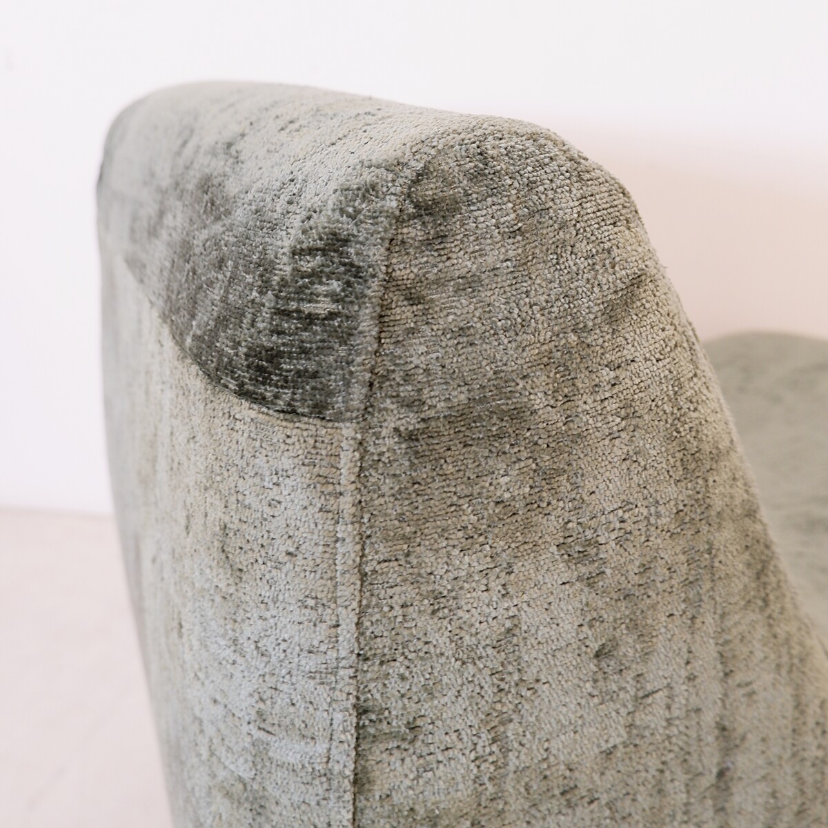 Vintage fireside chair - new textured green velvet upholstery