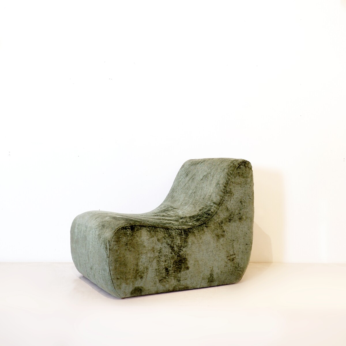 Vintage fireside chair - new textured green velvet upholstery