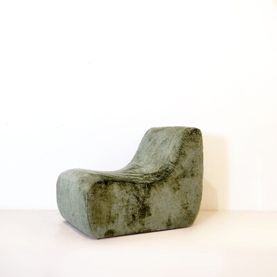 Vintage fireside chair - new textured green velvet upholstery