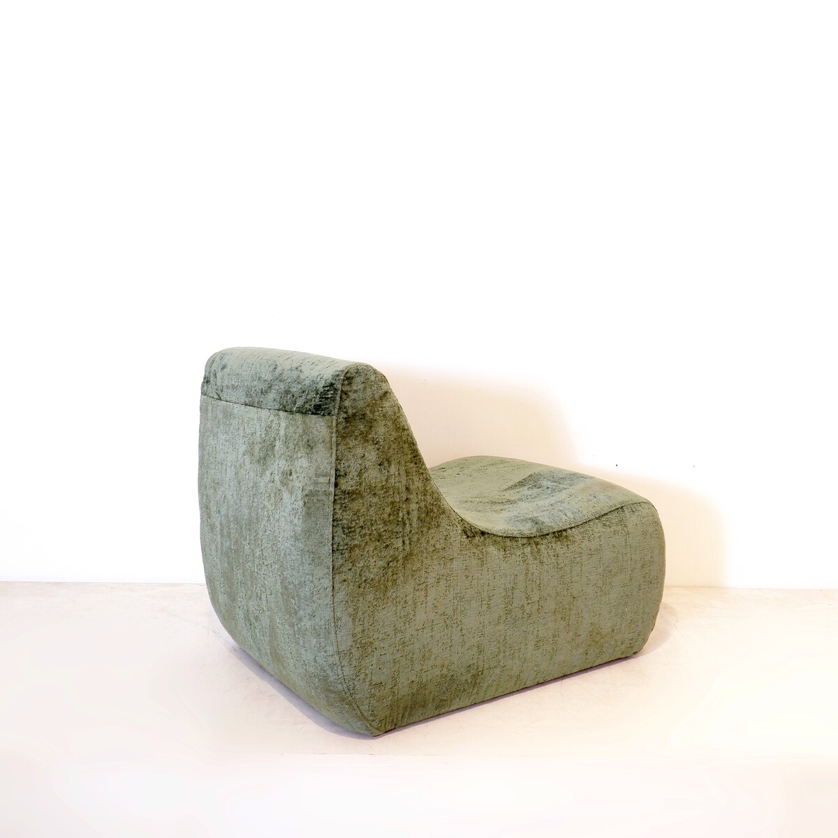 Vintage fireside chair - new textured green velvet upholstery