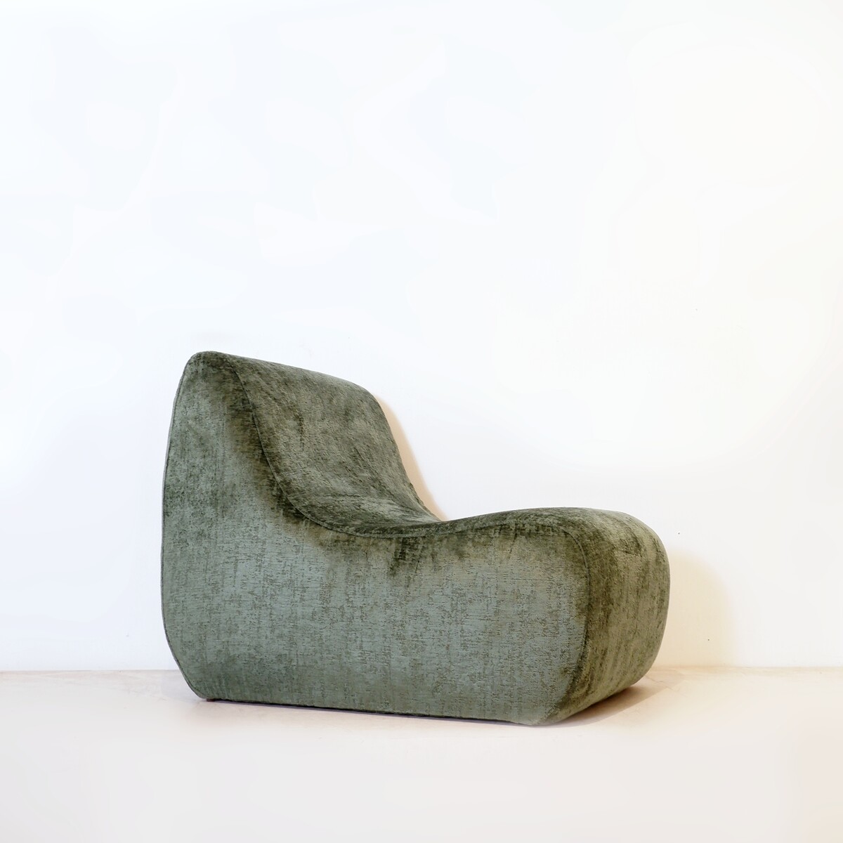 Vintage fireside chair - new textured green velvet upholstery