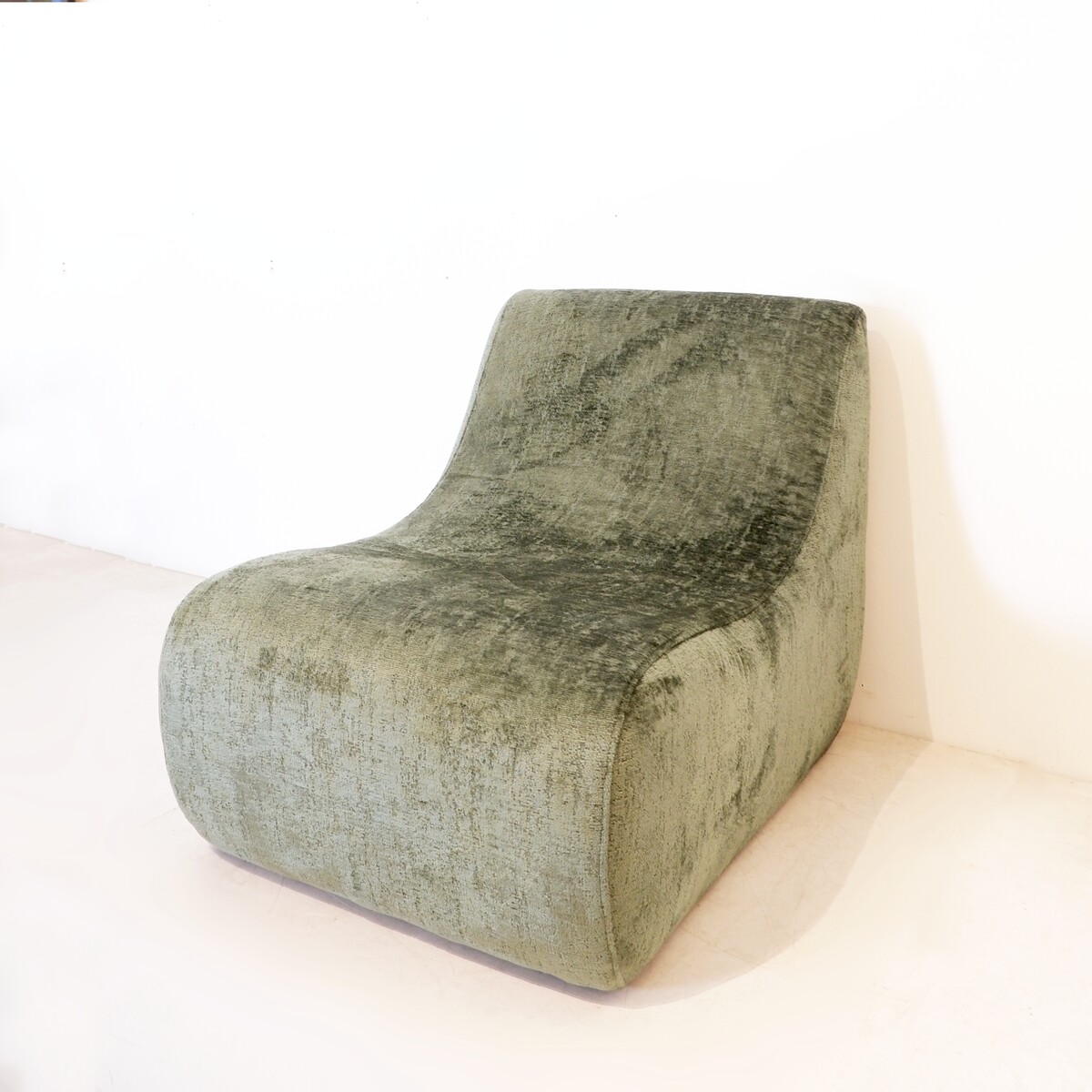Vintage fireside chair - new textured green velvet upholstery