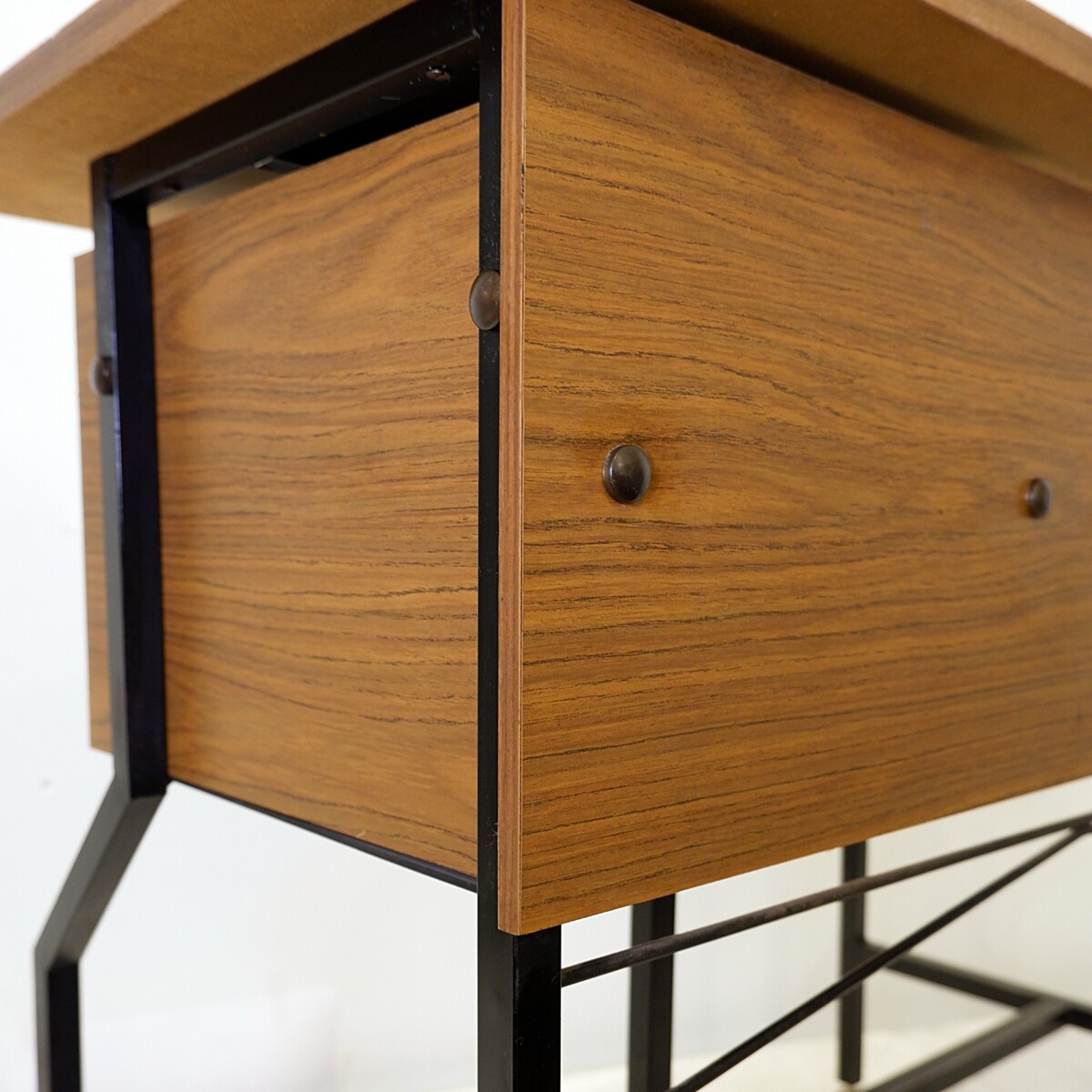 Vintage Metal, wood and formica desk - 1960s