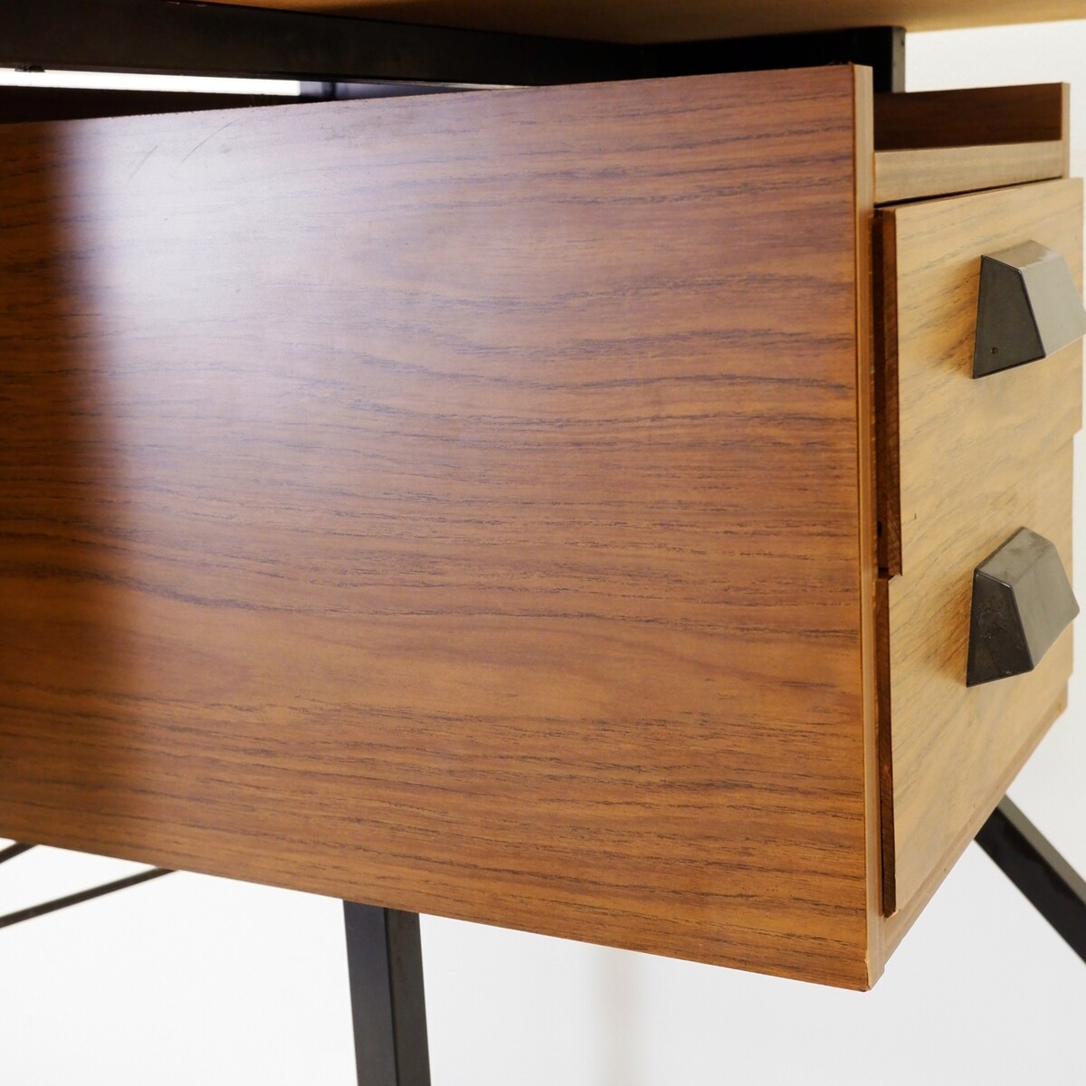Vintage Metal, wood and formica desk - 1960s