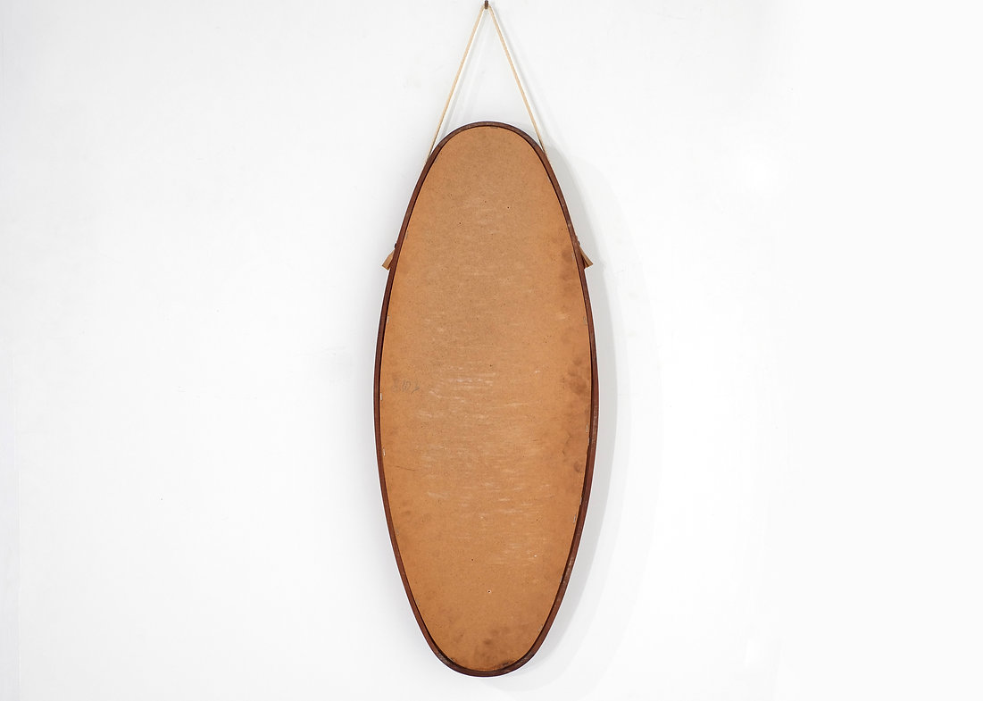 Vintage Oval mirror in wood, Italy 1960s.