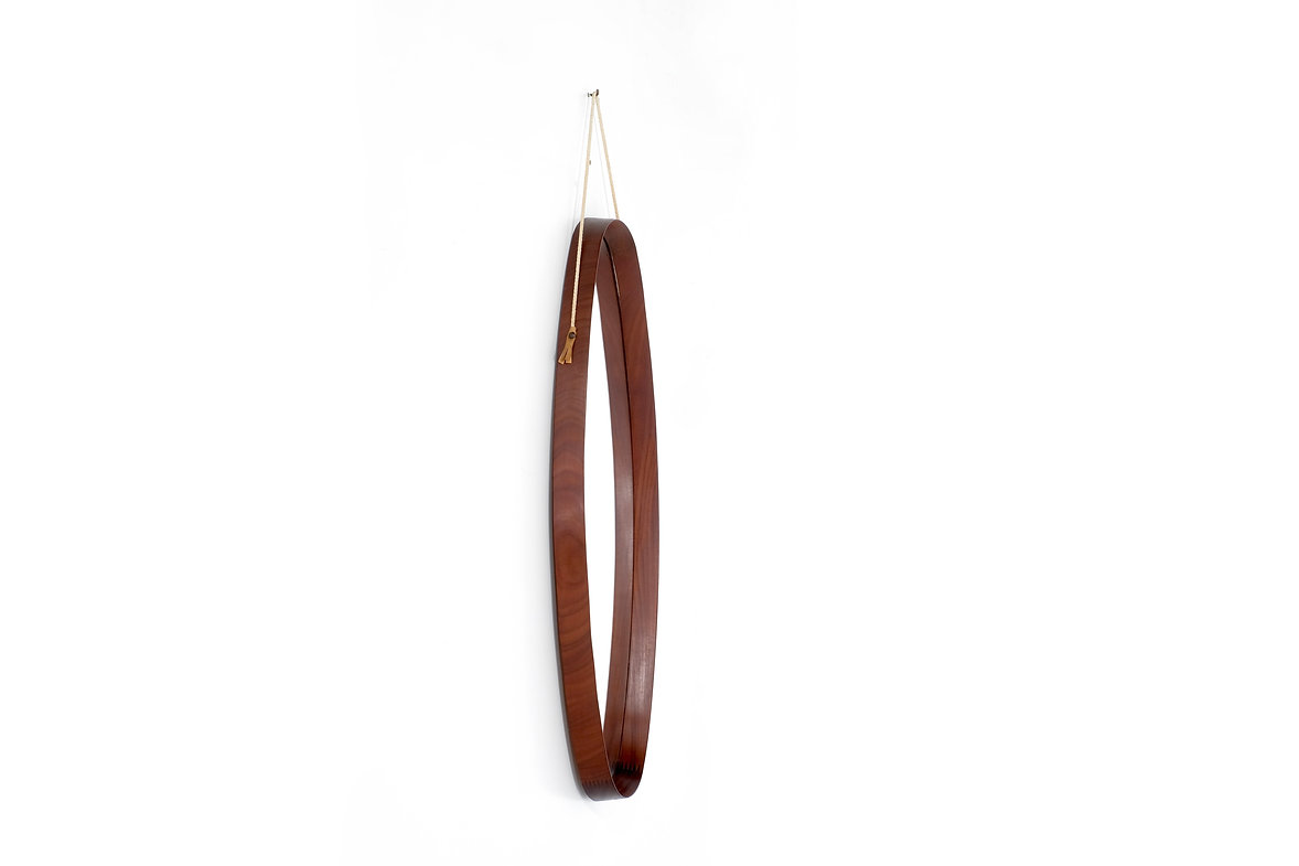 Vintage Oval mirror in wood, Italy 1960s.