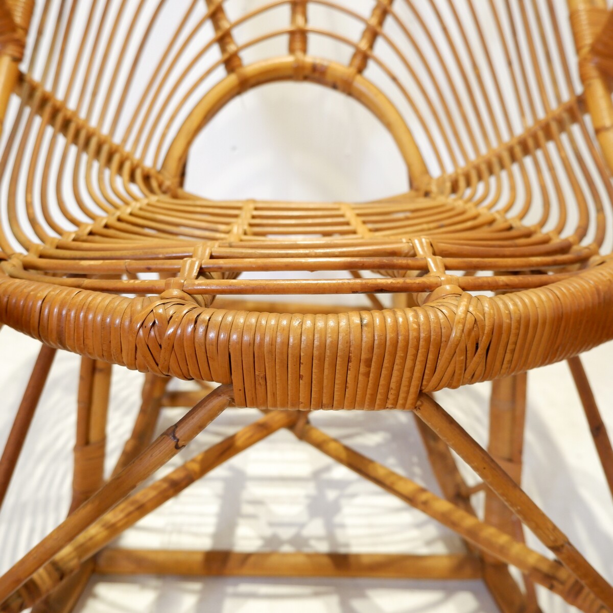 Vintage Rocking Chair in Curved Bamboo - 1950/60s