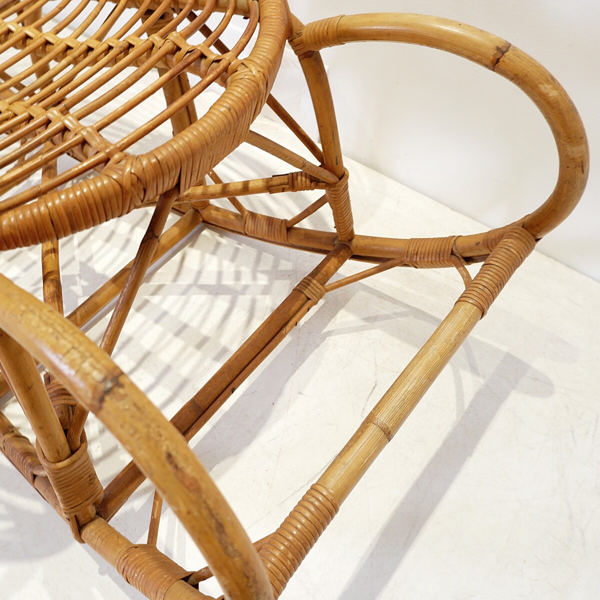 Vintage Rocking Chair in Curved Bamboo - 1950/60s