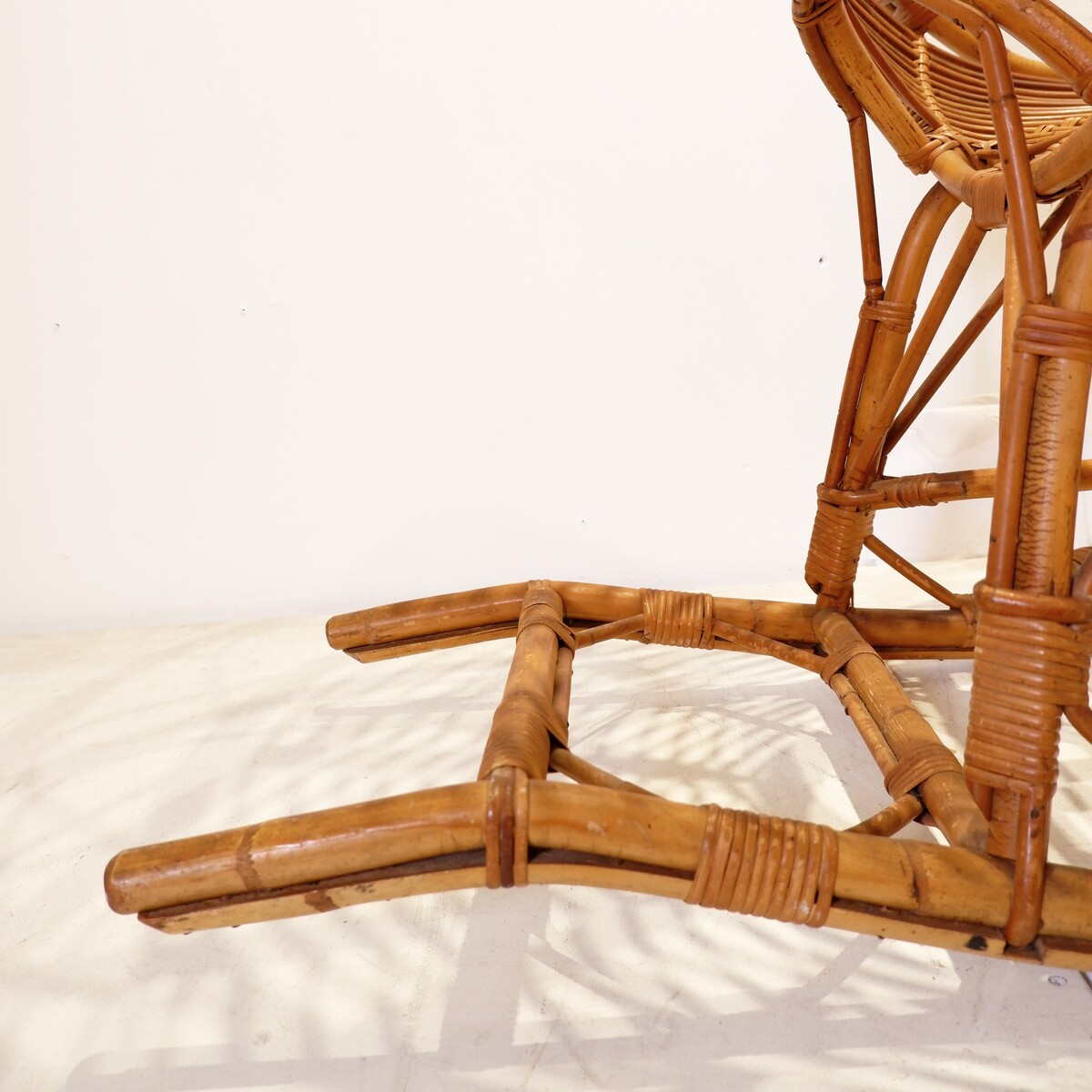 Vintage Rocking Chair in Curved Bamboo - 1950/60s