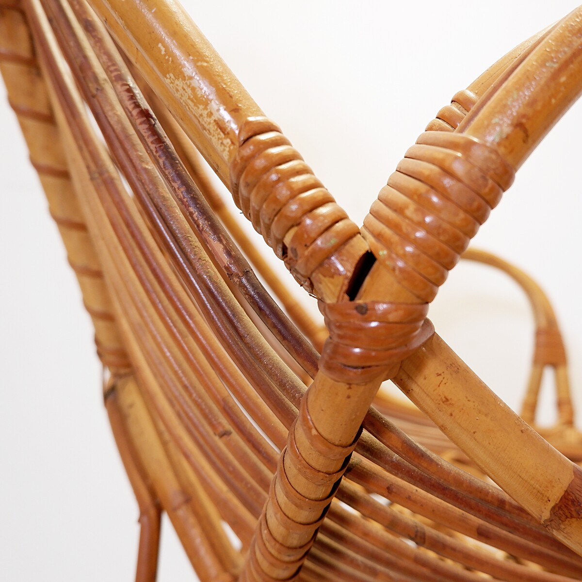 Vintage Rocking Chair in Curved Bamboo - 1950/60s