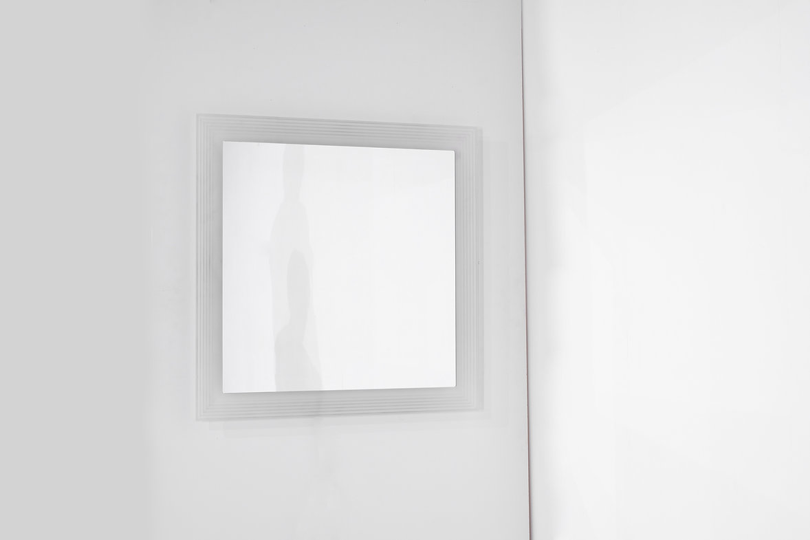 Vintage Square mirror in glass, Italy 1970s.