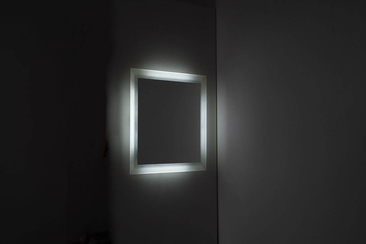 Vintage Square mirror in glass, Italy 1970s.