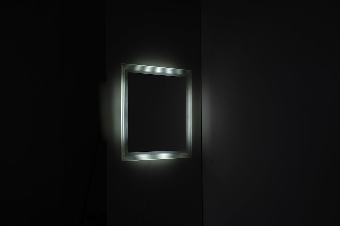 Vintage Square mirror in glass, Italy 1970s.