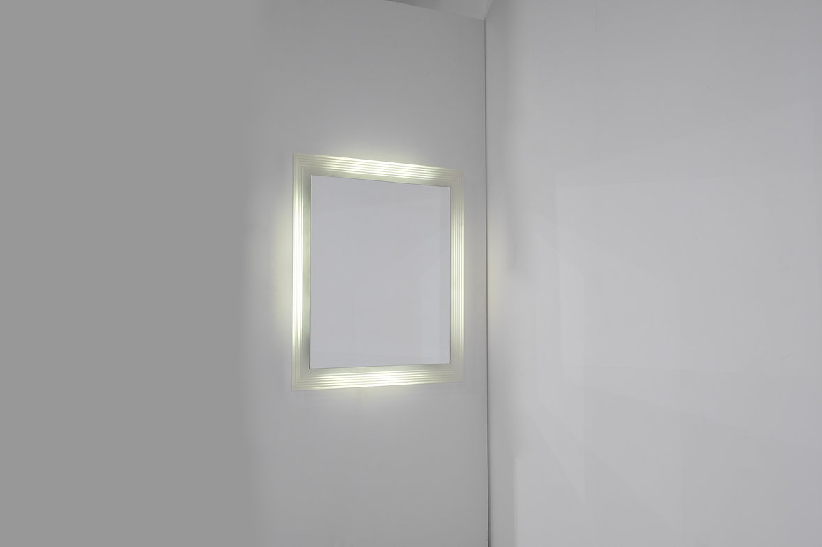 Vintage Square mirror in glass, Italy 1970s.