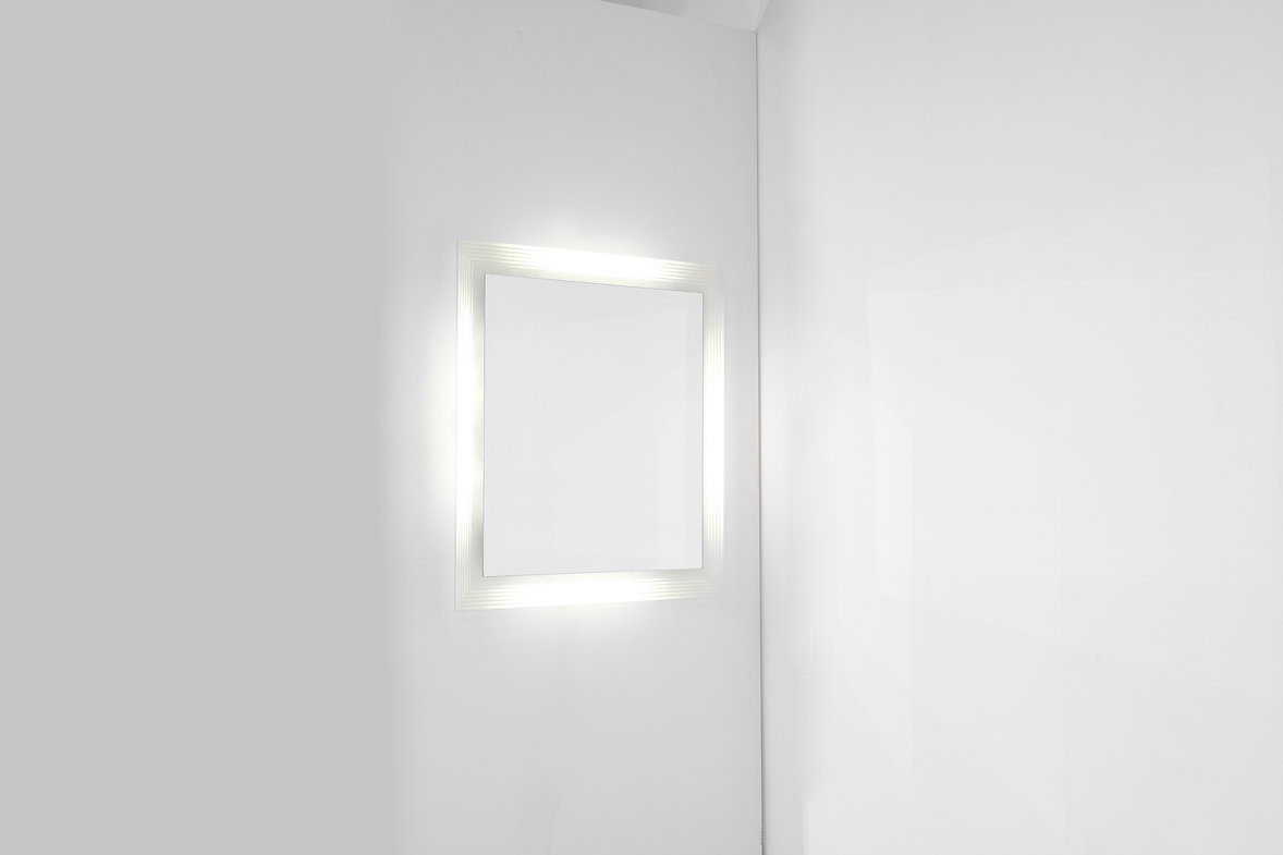 Vintage Square mirror in glass, Italy 1970s.