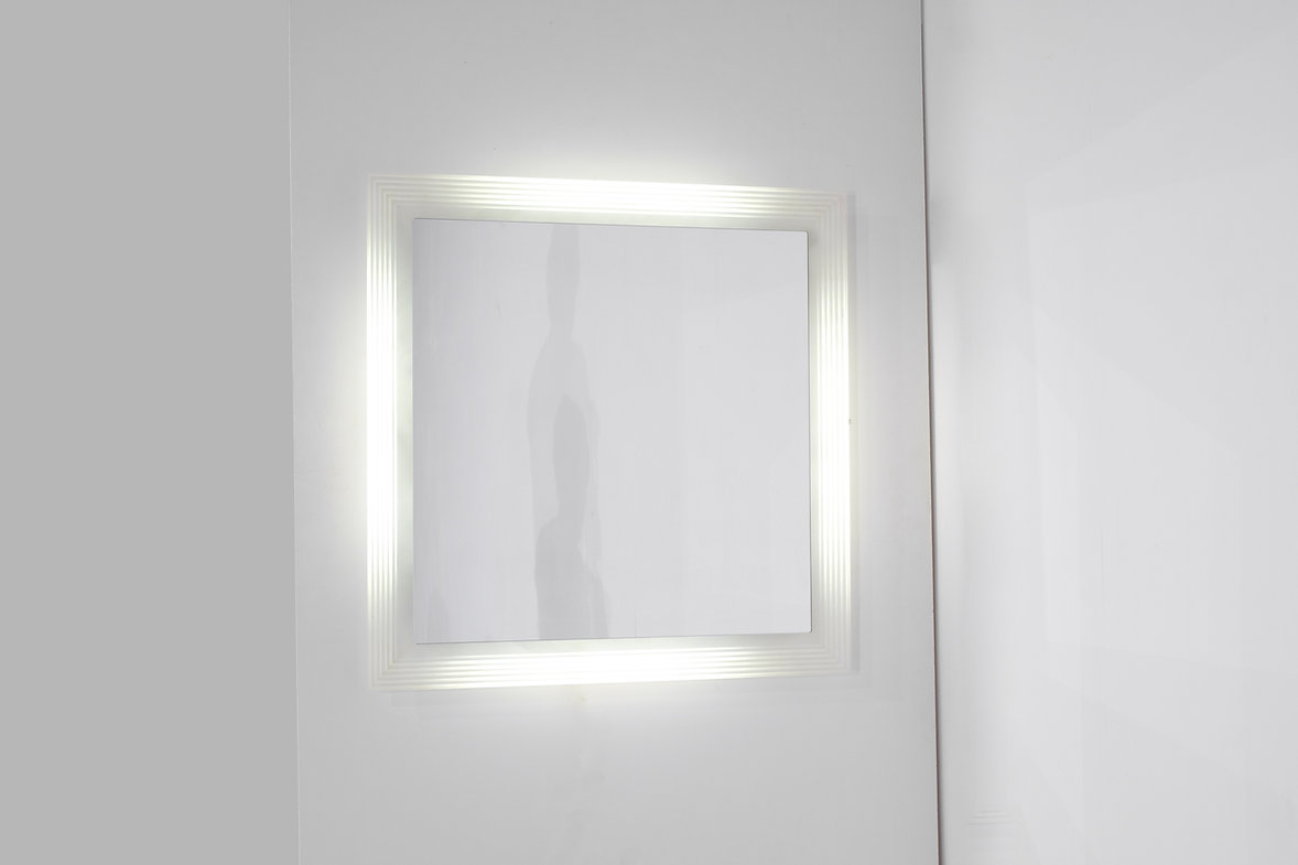 Vintage Square mirror in glass, Italy 1970s.
