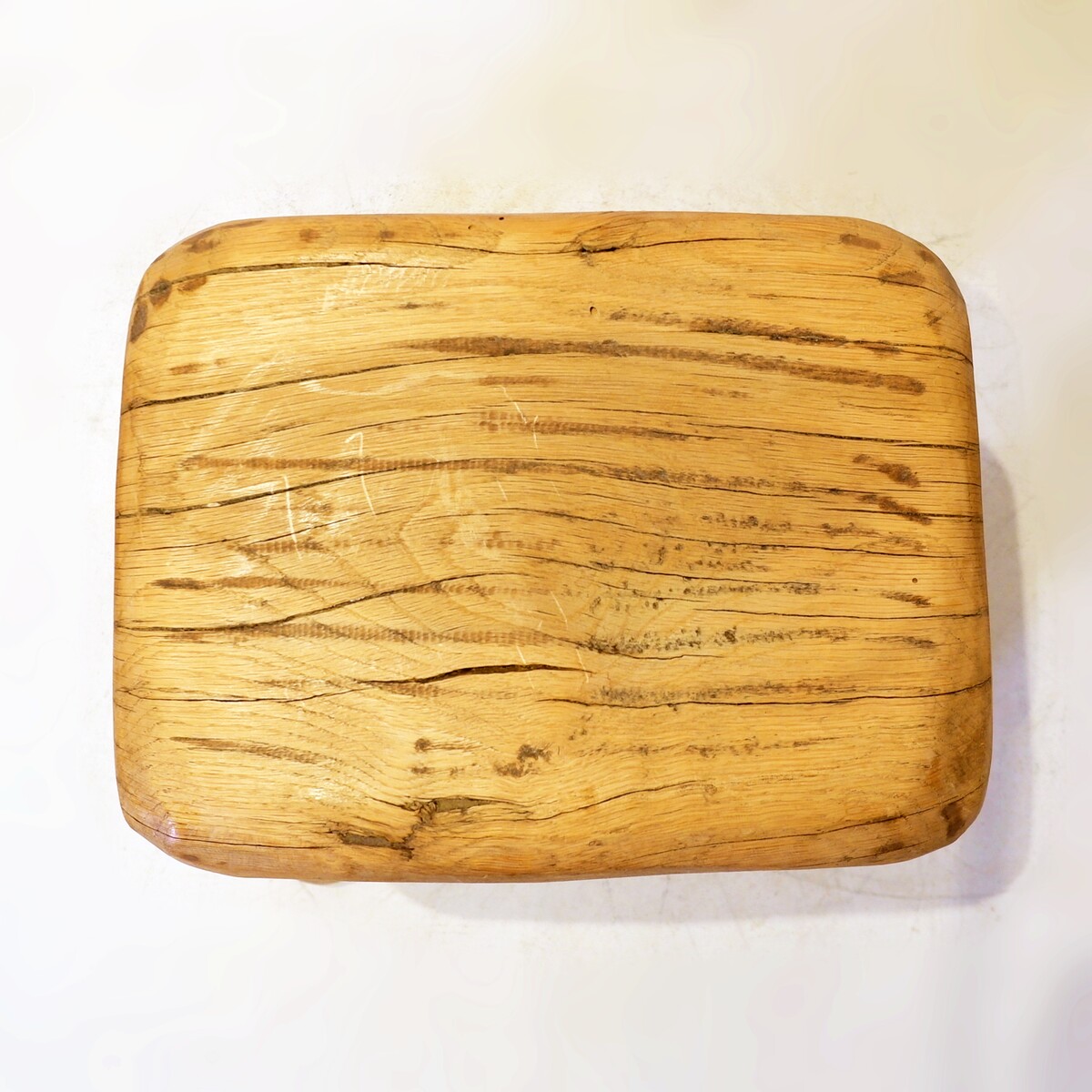 Vintage Stool in Primitive Brutalist Folkart Style