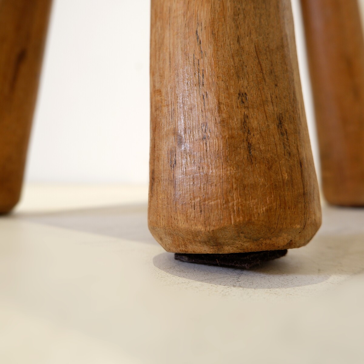 Vintage Stool in Primitive Brutalist Folkart Style